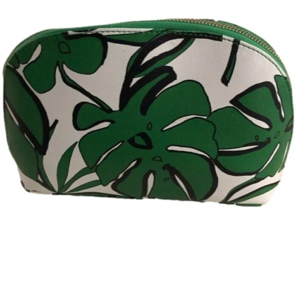 𝅺NWOT Trina Turk green tropical cosmetic bag